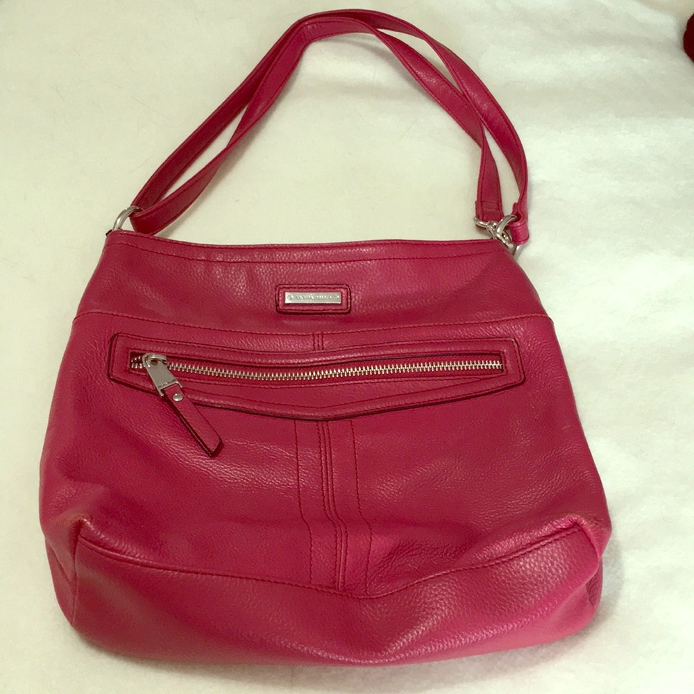 Pink leather Tignanello shoulder or crossbody EUC